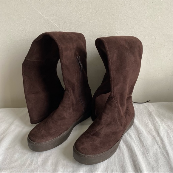 Stuart Weitzman Dark Brown Stretch Suede Over The Knee Boots - Picture 3 of 15